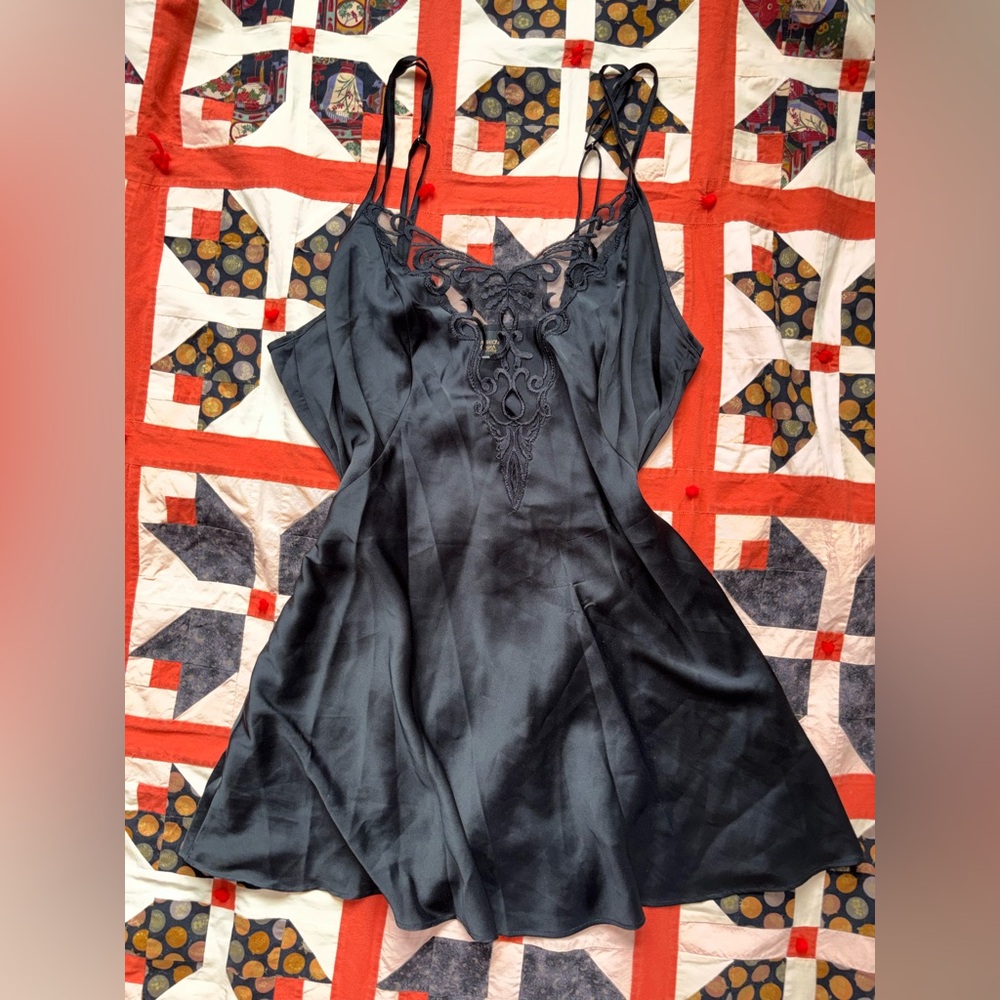 Vintage Satin Lace Mini Night Dress Size Medium